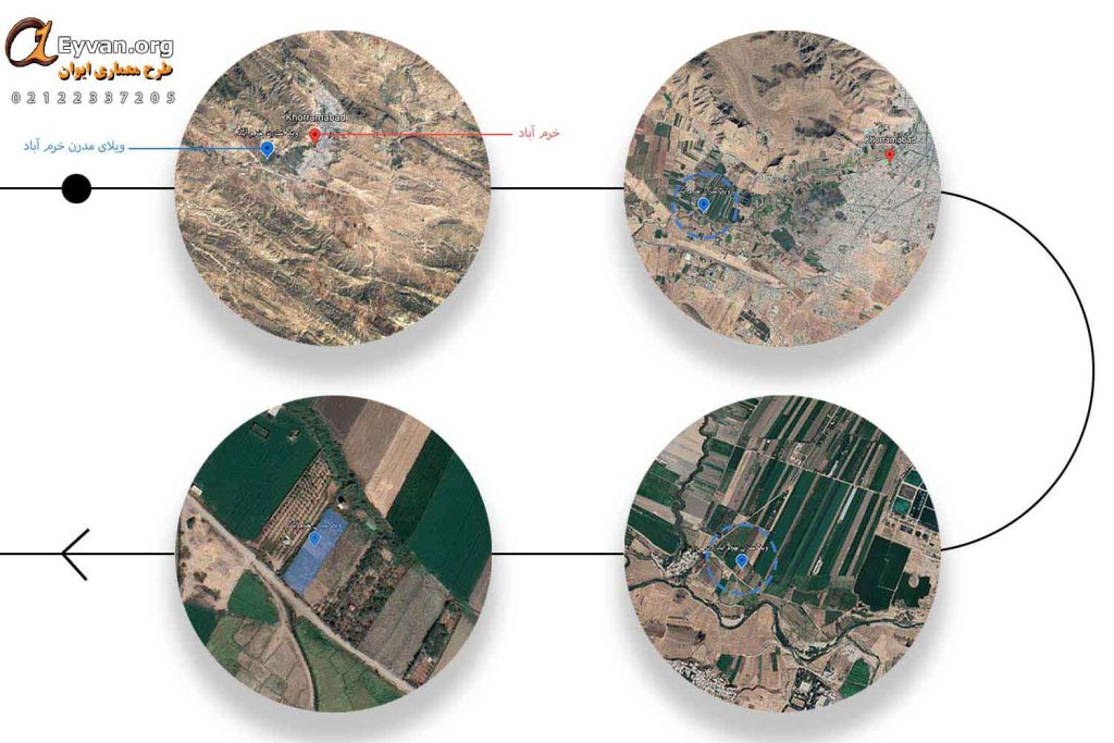 نقشه موقعیت ویلای مدرن خرم آباد
